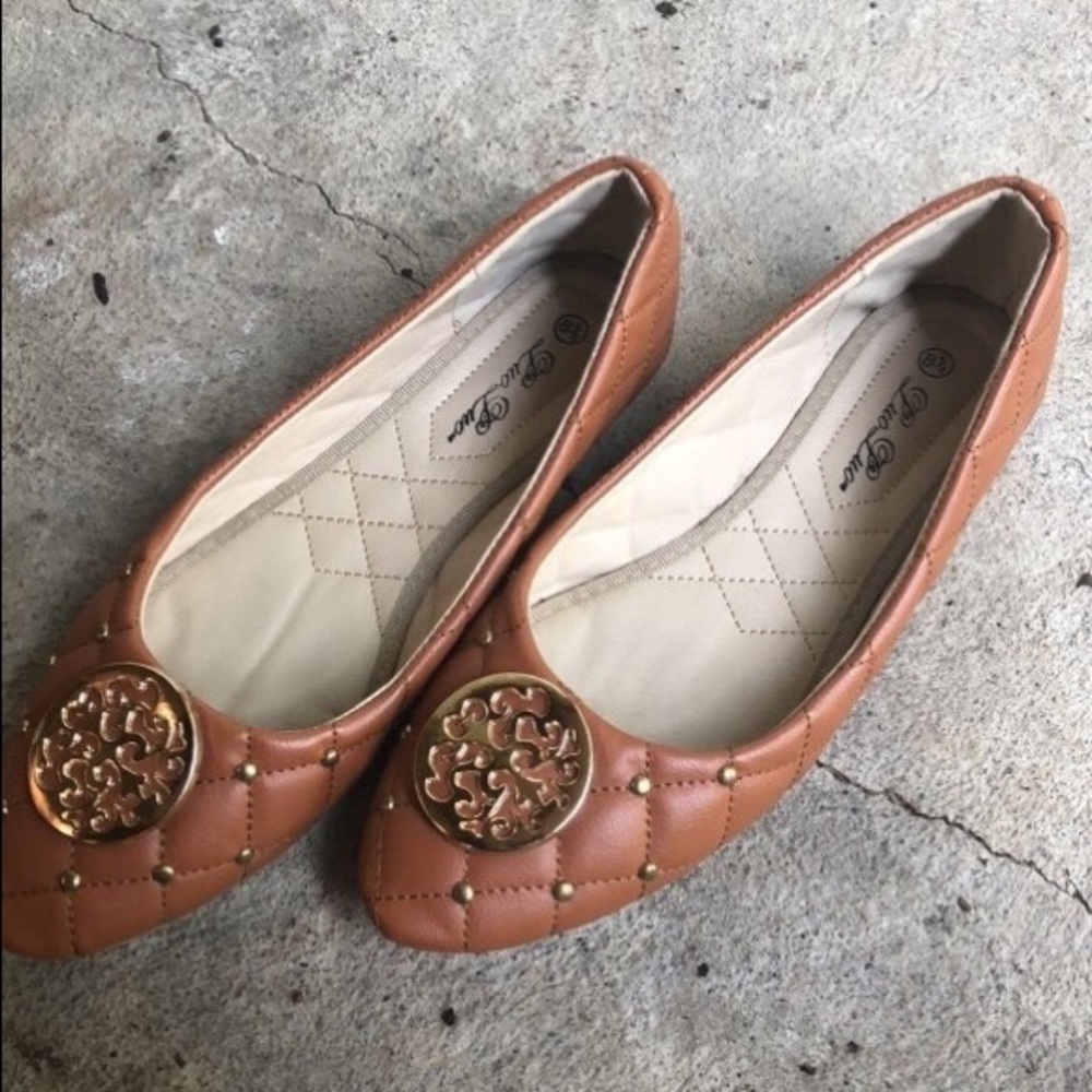 Faux Leather Brown Flats